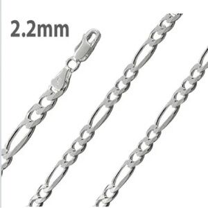 20”- 26” 2.2mm Solid 925 Sterling silver Figaro chain brand new